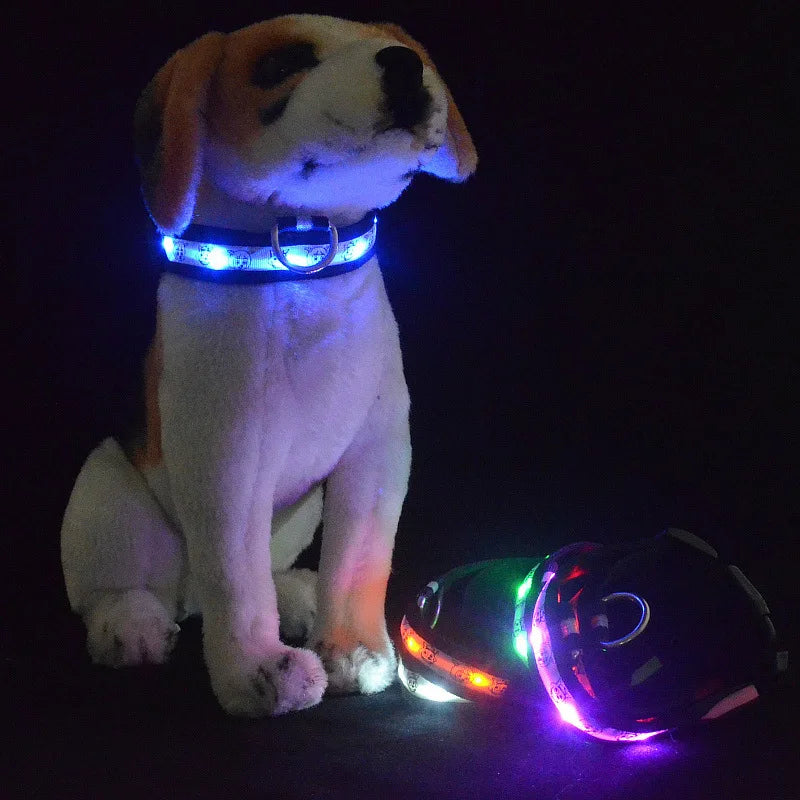 Night Safety LED Dogs Collar,Nylon Lights Flashing Glow In Dark Electric Pet Coolars,7Colors Pet Supplies Dog Cat Leash