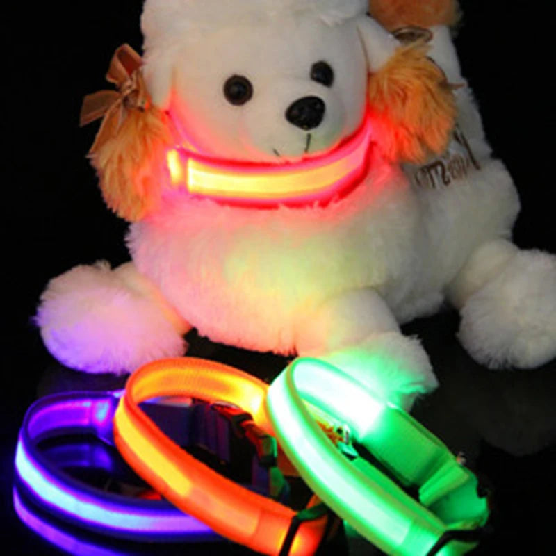 Night Safety LED Dogs Collar,Nylon Lights Flashing Glow In Dark Electric Pet Coolars,7Colors Pet Supplies Dog Cat Leash