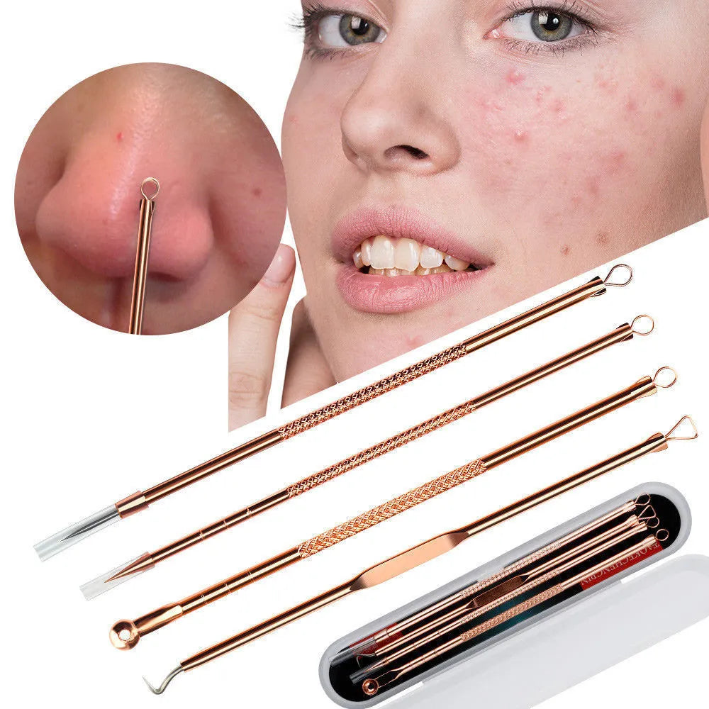 4pcs/set Acne Blackhead Comedone Grain Defect Blemish Remover Vacuum Extractor Blackhead Remover for Women Beauty Skin Care Tool