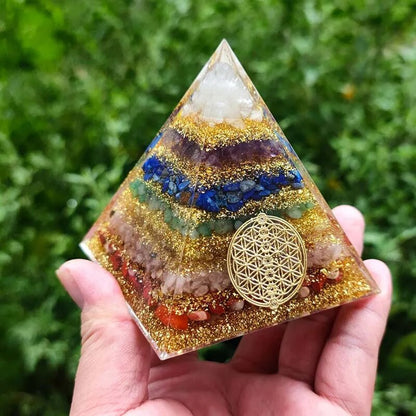 7Chakra Orgonite Pyramide Healing White Crystal Orgone Energy Meditation Tool Quartz Yoga Ornaments Gift Jewelry