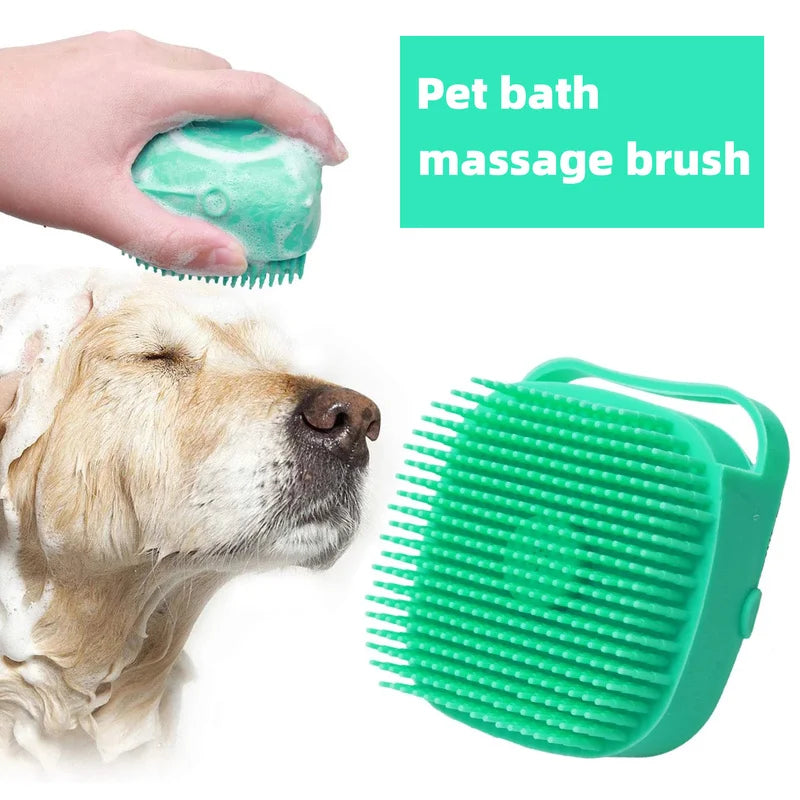 Soft Safe Silicone Dog Cat Bath Brush with Shampoo Box Pet Bathroom Massage Gloves Dog Cat Cleaning Grooming Tools Pet Supplies