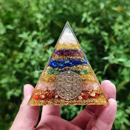 7Chakra Orgonite Pyramide Healing White Crystal Orgone Energy Meditation Tool Quartz Yoga Ornaments Gift Jewelry