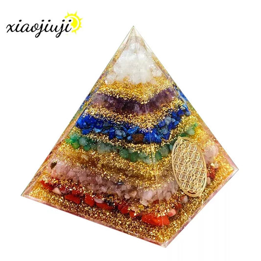 7Chakra Orgonite Pyramide Healing White Crystal Orgone Energy Meditation Tool Quartz Yoga Ornaments Gift Jewelry